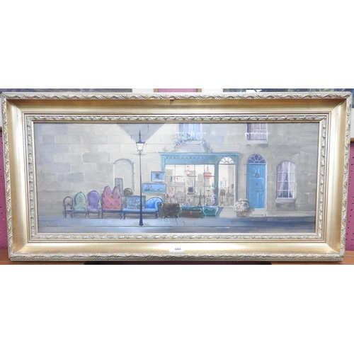 660 - Deborah Jones (1921 - 2012) L&H Fosgrove, Antique Shop, oil on board, signed, titled to Unicorn Gall... 