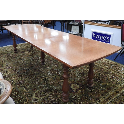 662 - Large walnut refectory style dining table, length 288cm x 87cm