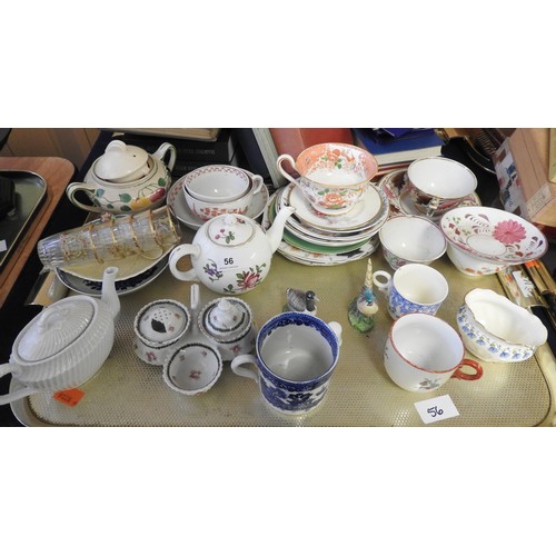 56 - Decorative ceramics including Newhall porcelain tea bowl and saucer, Flight Barr and Barr cup and sa... 