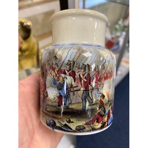 214 - Pratt paste jar 'Sir Harry Jones, The Battle of Crimea', height 10cm