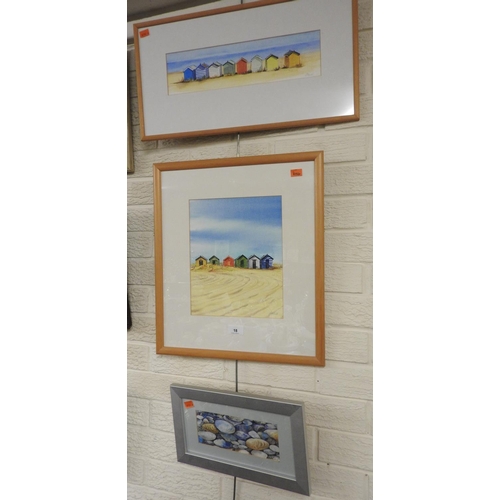 18 - Pamela Mould, three seaside views, signed watercolours