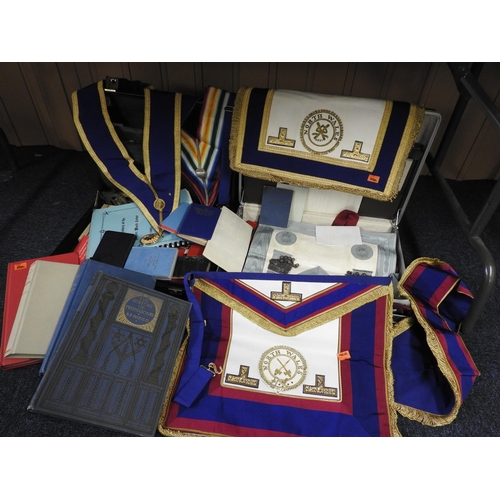 50 - Assorted Masonic ephemera including aprons and books