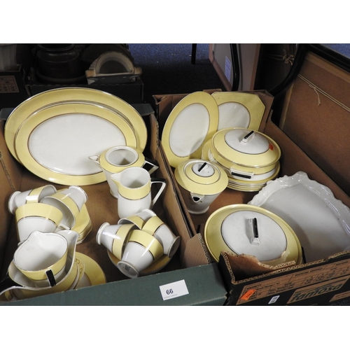 66 - Palissy Art Deco yellow bordered china tea and part dinner service (2 boxes)