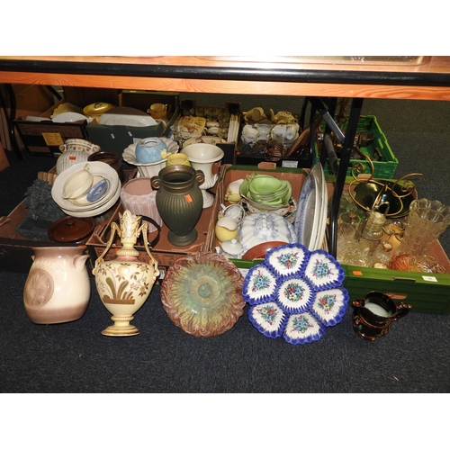 74 - Assorted Victorian and later ceramics including decorative flower vases, Asiatic Pheasant pattern tu... 