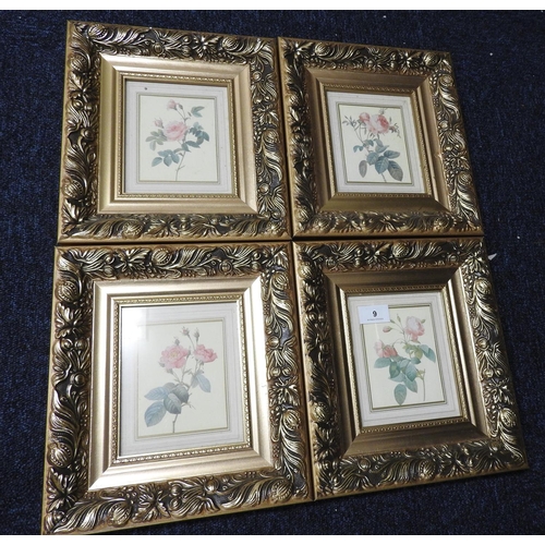 9 - Four decorative gilt framed botanical prints