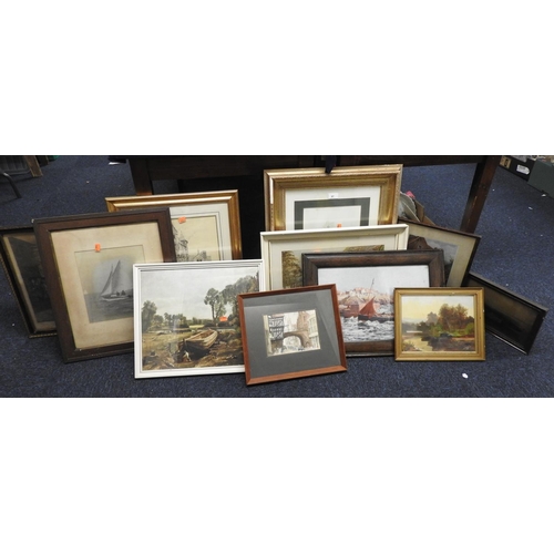 97 - S Turner, Chester's Eastgate Street, signed watercolour, various other framed pictures and prints