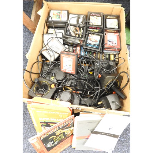 114A - Atari computer game console and joysticks together with a quantity of Atari 2600 games cartridges (N... 