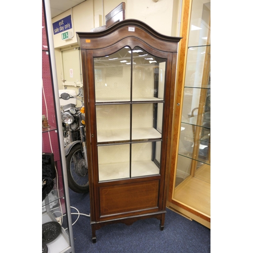 716 - Edwardian mahogany and inlaid display cabinet, height 169cm, width 68cm