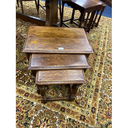 721 - Solid oak nest of three occasional tables, width 53cm