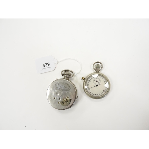 439 - Houghtons 'Ticka' pocket watch camera and nickel cased stopwatch (2)