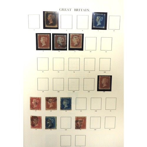 455 - Great Britain stamp album containing Penny Black, Penny Reds, two Penny Blues, other notable stamps ... 