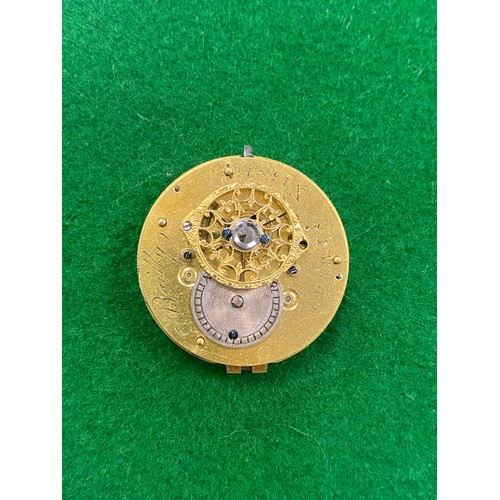 440 - Bailly a Paris, verge pocket watch movement with white enamel dial, 28mm diameter