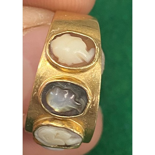 339 - 14ct gold five cameo ring, size N, gross weight approx. 5.1g