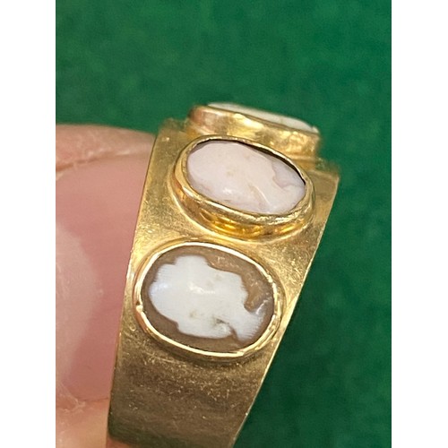 339 - 14ct gold five cameo ring, size N, gross weight approx. 5.1g