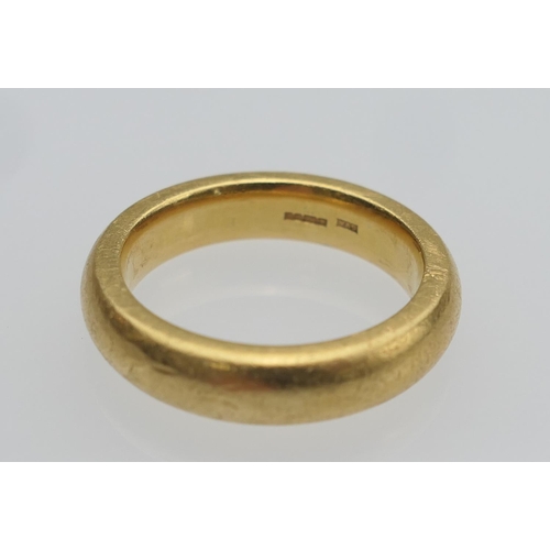 2 - Gent's heavy 22ct gold wedding ring, marked 916, size R, weight approx. 15.9g