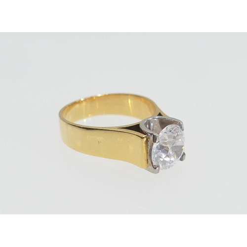 5 - 9ct gold cubic zirconia solitaire dress ring, size approx. 5.8cts, size Q, gross weight approx. 8.7g