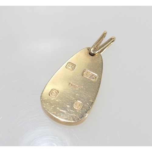 63 - 9ct gold ingot pendant, London 1978, with suspension loop, length 43mm  weight approx. 26.6g