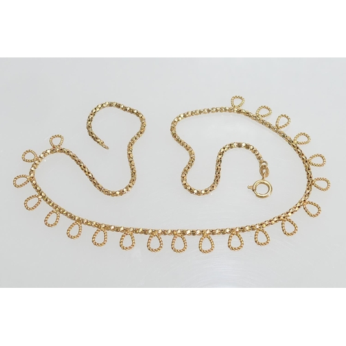 87 - 18ct gold wirework loop necklace, length 47.5cm, weight approx. 13.2g