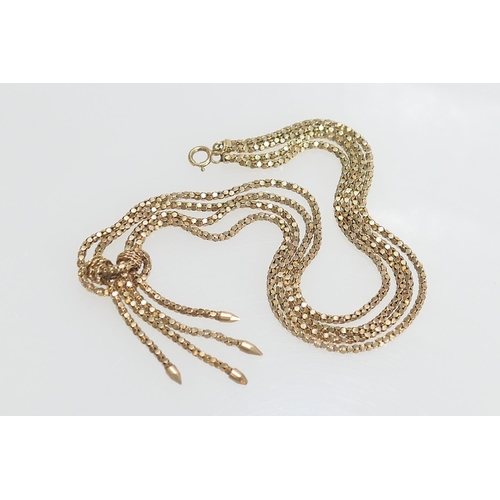 88 - 9ct gold double strand knot necklace, length 49.5cm, weight approx. 12g