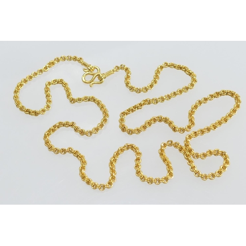 90 - Eastern heavy yellow metal double belcher link necklace, marked 'HHL', testing as 22ct, length 65cm,... 