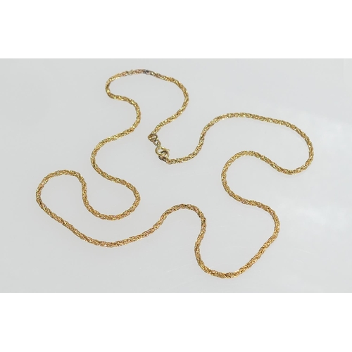 93 - 9ct gold mesh chain necklace, length 58cm (with damages), weight approx. 9g