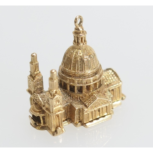 98 - 9ct gold St. Paul's Cathedral charm, height 30mm, weight approx. 18g