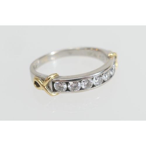 134 - Diamond half eternity ring, set with seven brilliant cut diamonds totalling approx. 0.7ct channel se... 