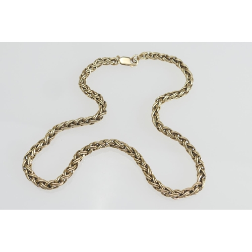 148 - 9ct gold heavy spiga choker necklace, with lobster claw clasp, length 41cm, weight approx. 37.4g