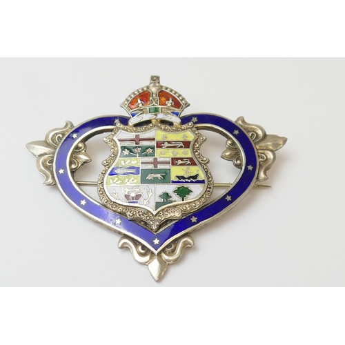 170 - Dominions of Canada enamelled sterling silver brooch, 74mm x 60mm