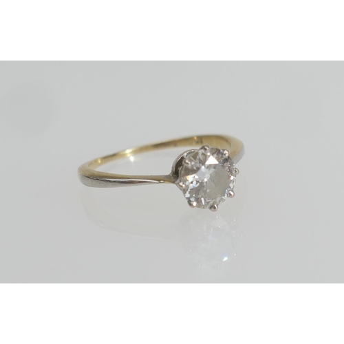 174 - Diamond solitaire ring, old round cut stone of approx. 0.75ct, colour estimated as H/J, and clarity ... 