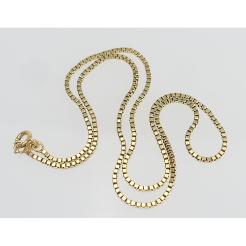 186 - 18ct gold box link choker necklace, with bolt ring clasp, length 39cm, weight approx. 7.6g