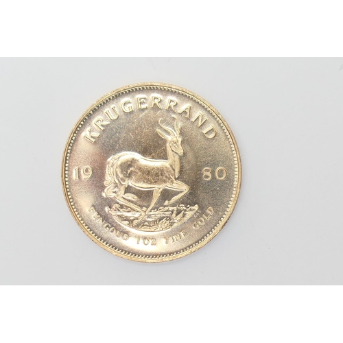 270 - South Africa, Krugerrand 1980, 1oz fine gold (.917 gold), 32mm, weight approx. 33.93g