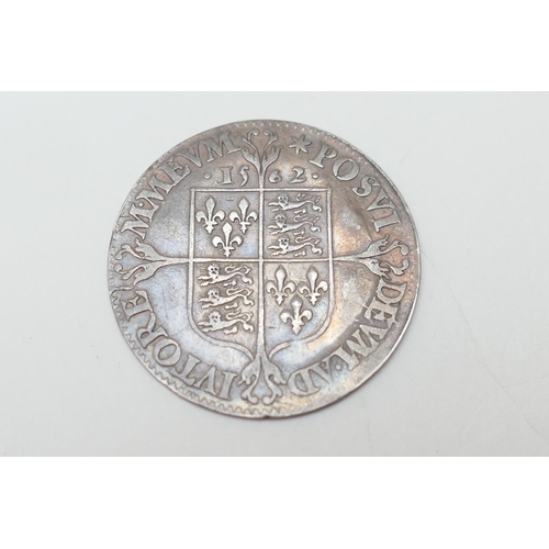 291 - Elizabeth I (1558-1603), milled coinage shilling, large broad bust, small rose, MM.* (S.2596), 1562 ... 