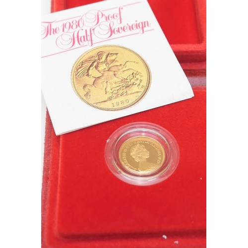 322 - Two Queen Elizabeth II proof half sovereigns, 1980, original case and certificate, gross weight appr... 