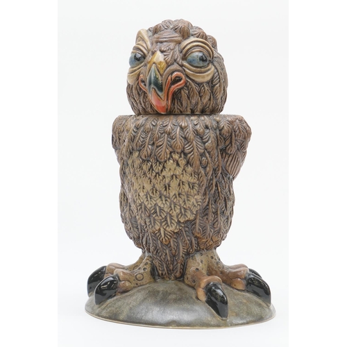 357 - Cobridge stoneware 'Rosie' wally bird jar and cover, by Andrew Hull, painted signature, height 19cm