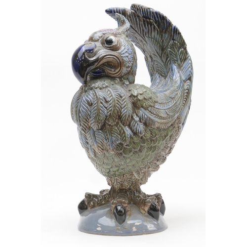 360 - Cobridge stoneware grotesque bird, en homage to the Martin Brothers, painted initials to the base 'B... 