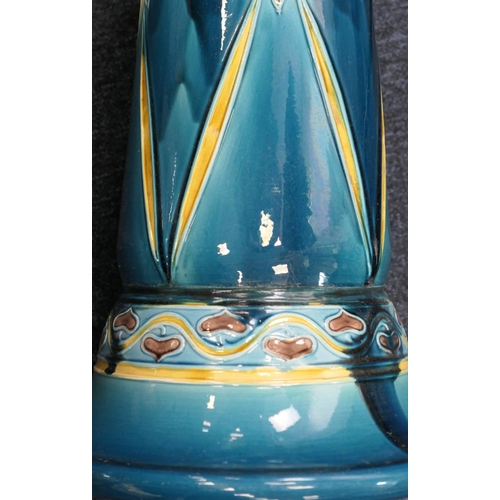 373 - Minton Secessionist jardiniere on stand, circa 1915, the sea green ground dispersed with stylised fl... 