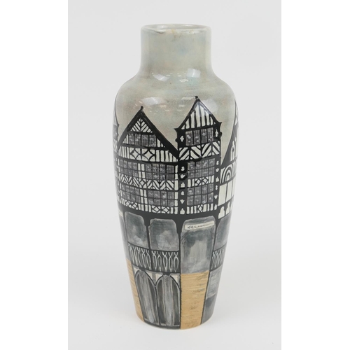 378 - Cobridge Stoneware limited edition vase 'The Rows, Chester', designed by Samantha Johnson, numbered ... 