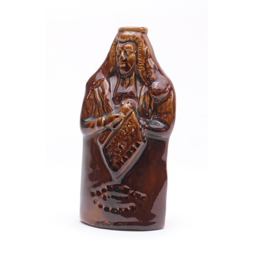 395 - Treacle glazed Broughams Reform Cordial flask, Derbyshire, circa 1840, height 17cm