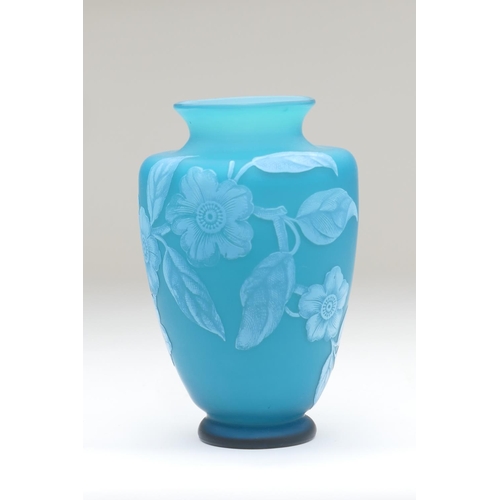 434 - Stourbridge cameo glass vase attributed to Thomas Webb & Co., shouldered form with flared neck, deco... 