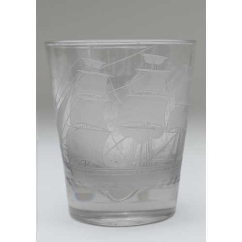 450 - Liverpool Maritime History: Victorian engraved mariner's toasting glass inscribed 'Edwards Ann (sic)... 