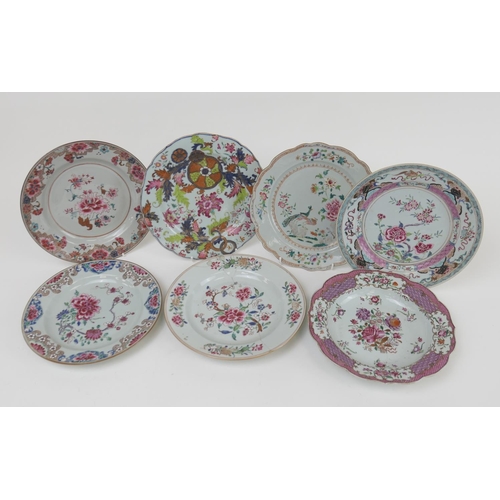 471 - Chinese famille rose plate in the pseudo tobacco leaf pattern, Qianlong (1736-95), 23cm diameter; al... 