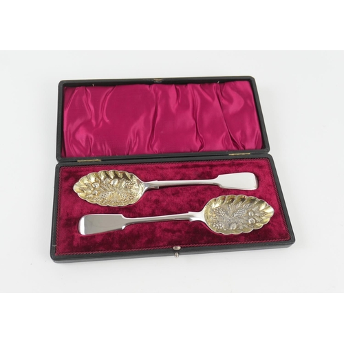 494 - Pair of Victorian silver gilt berry spoons by Aldwinckle & Slater, London 1894, weight approx. 142g,... 