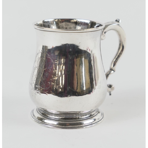 512 - George II silver baluster mug, probably John Swift, London 1737, baluster engraved with a later mono... 