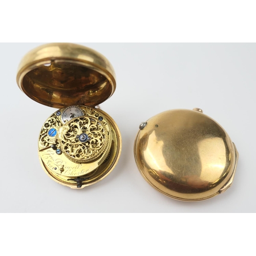 584 - George III gold pair cased verge pocket watch by George Boswell, Chester, circa 1781, plain outer ca... 