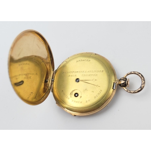 611 - Breguet jump hour gold and enamelled pocket watch, circa 1910, engine turned silvered dial, signed, ... 