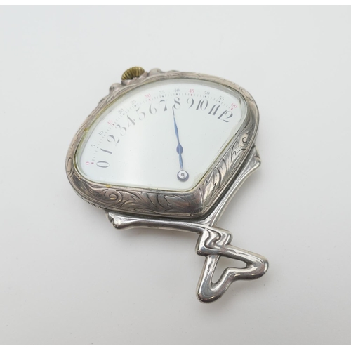 620 - Record Watch Company 'Sector' fob watch in 800 standard silver, fan shaped 120 degree enamelled Arab... 