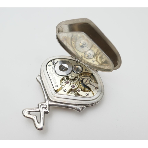 620 - Record Watch Company 'Sector' fob watch in 800 standard silver, fan shaped 120 degree enamelled Arab... 