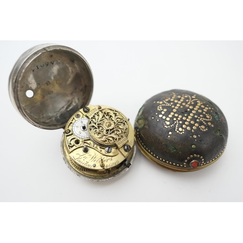 621 - George III gilt verge pocket watch by W Retlaw (?), London, circa 1770, white enamelled dial, the mo... 