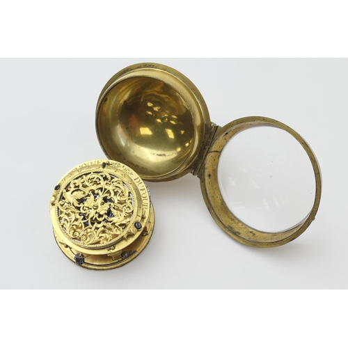 630 - Rare French oignon gilt metal verge pocket watch, by Anthoine Dufour, late 17th Century, the chased ... 